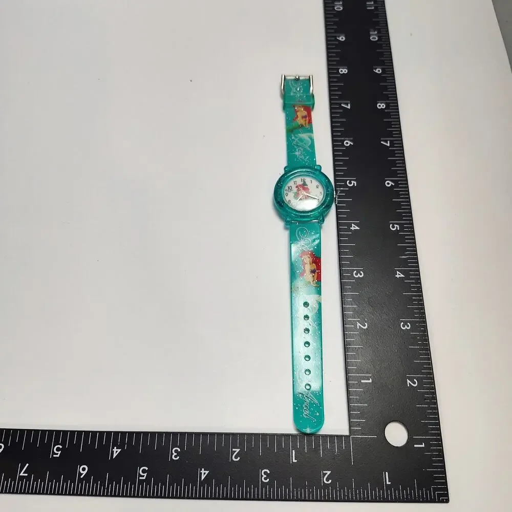 Disney Ariel Glitter Watch Teal Plastic Strap